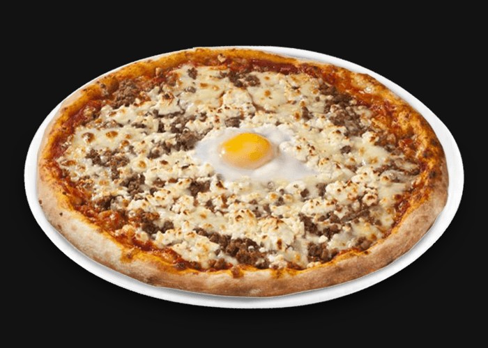 Tomato, cheese, minced meat, chicken, egg.