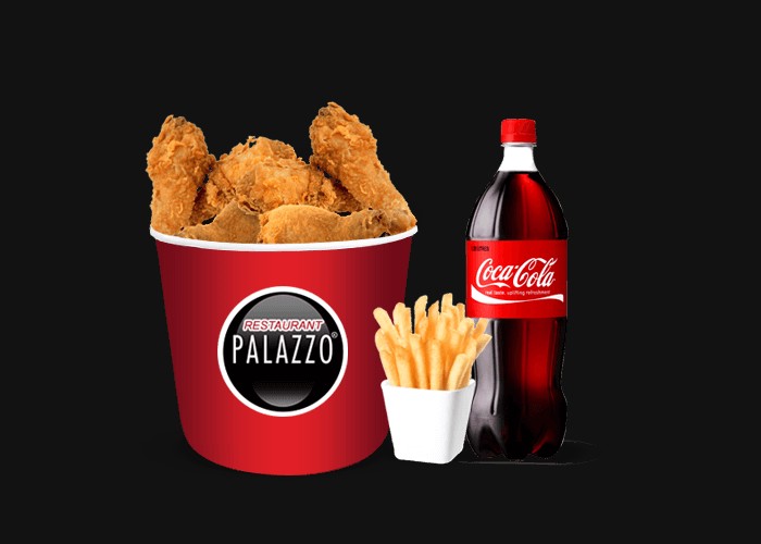 20 Crispy chicken<br>
+ Fries<br>
+ 1 Coca cola 1.25L.